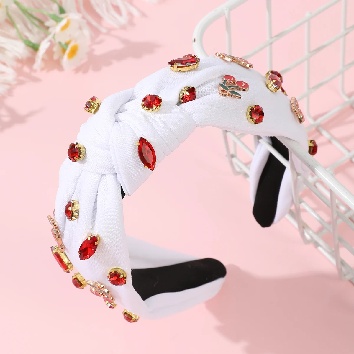 Barock Luxus Kopf Hoops Haarband Breite Geknotete Stirnbänder Frauen Festival Lünette Kopfbedeckung Strass Mode Haar Zubehör Image