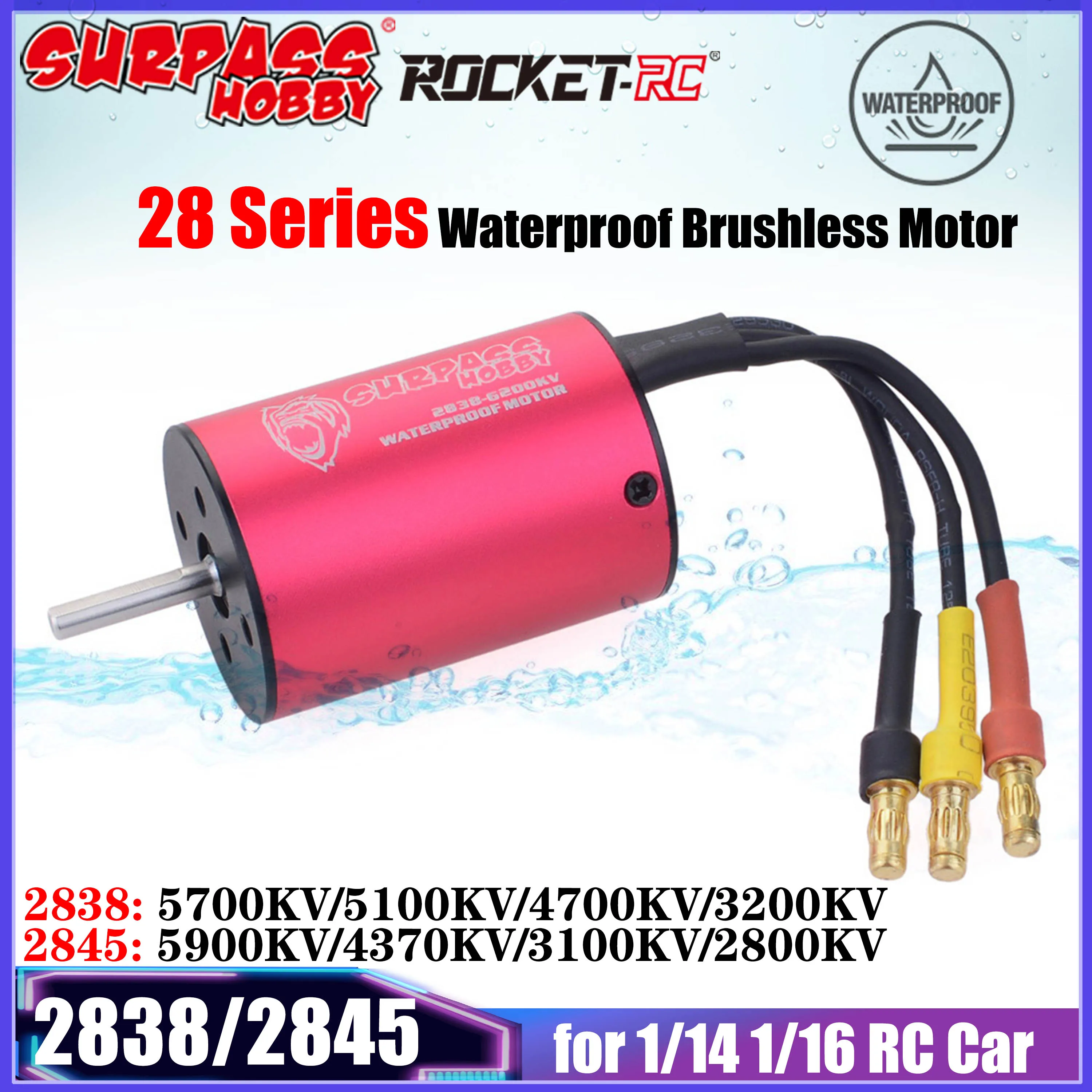 SURPASS HOBBY 2838 2845 5900KV 4700KV 3200KV 2800KV Wasserdichter bürstenloser Motor für 1/14 1/16 RC Car Truck Boat Model Accessories