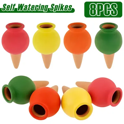 4/8Pcs Self Watering Spikes Clay Plant Watering Spikes Insert Automatic Mini Irrigation System Gardening Accessories 4 Colors