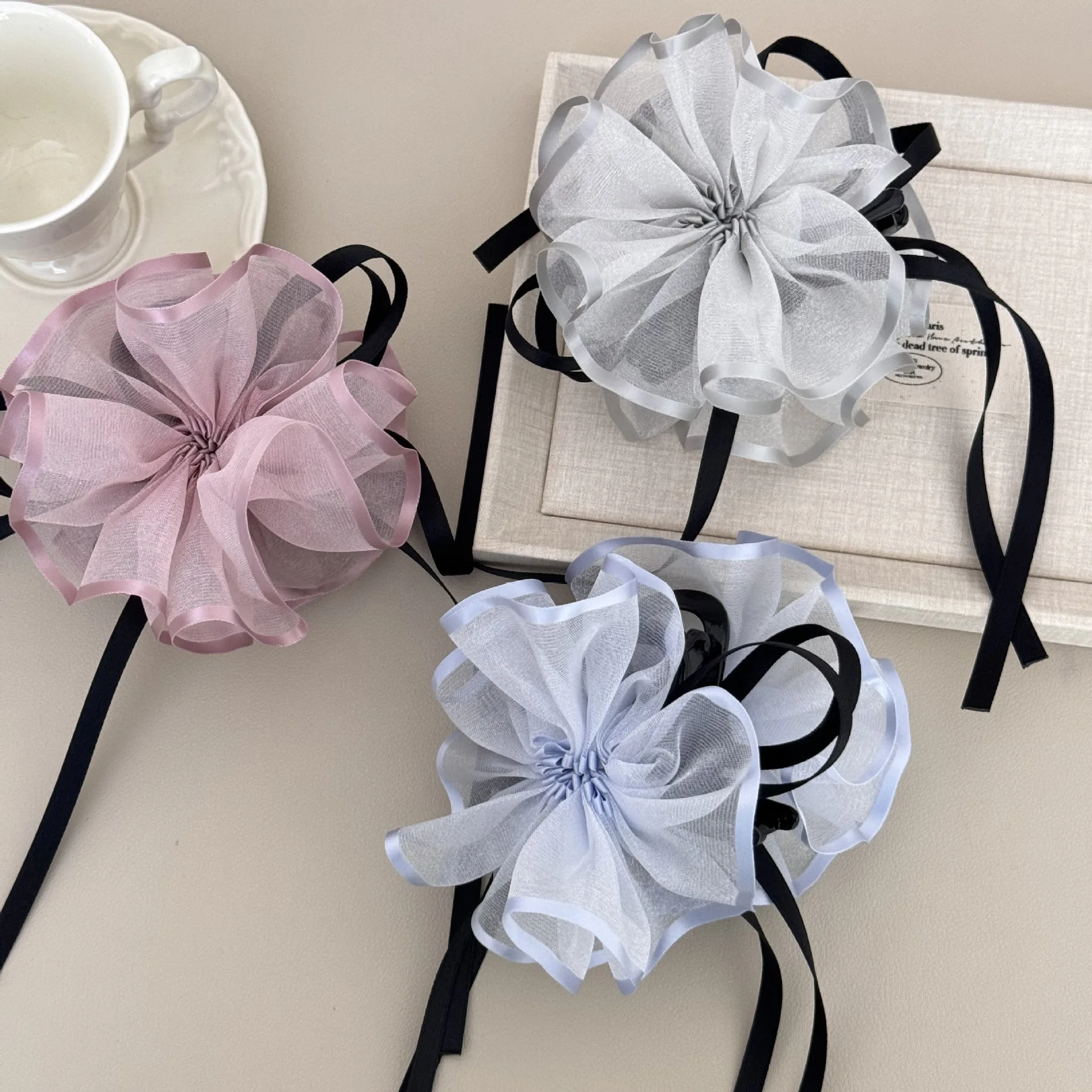 1 Stück Damen-Haarklammern, florale Schleifen, süß, sanft, koreanisch, vielseitig, Haarklammern, elegant, hochwertiger Haarschmuck für Frauen Image