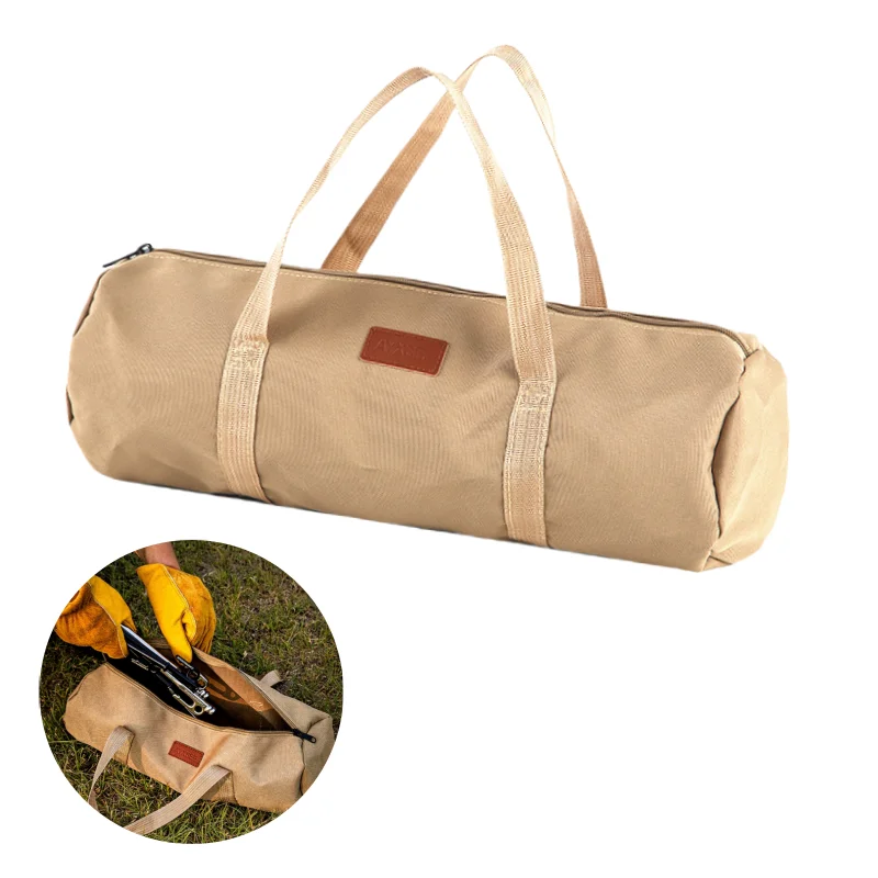 Campingzelt-Nagelwerkzeug-Aufbewahrungstasche, Aufbewahrungstasche für Campingzubehör, tragbare Nageltasche für den Außenbereich, zylindrische Tasche Image