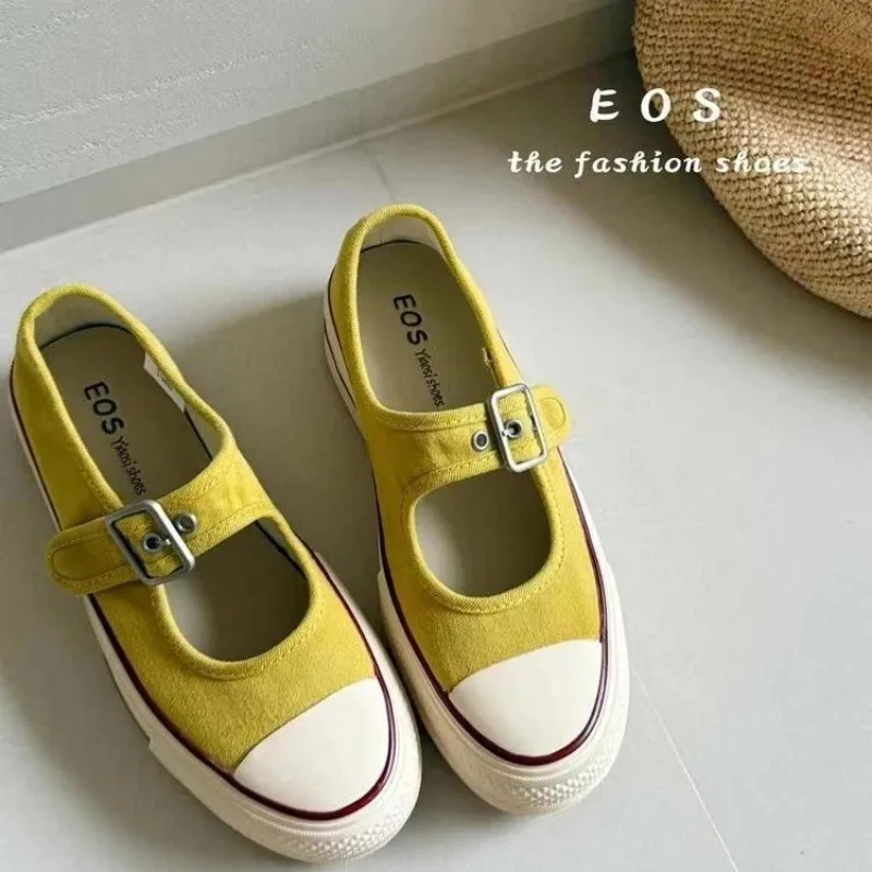 2025, neue Sommer-Plateau-Mary-Leinwandschuhe, vielseitige sportliche Freizeitschuhe