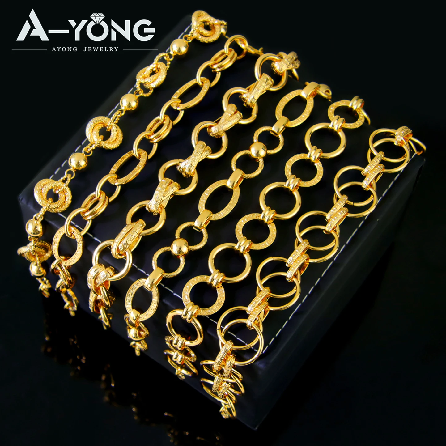 Muslimisches Punk-Hip-Hop-Charm-Armband, 21 Karat vergoldet, italienische einfache klobige Gliederketten, orientalische Damenmode, Party-Schmuck