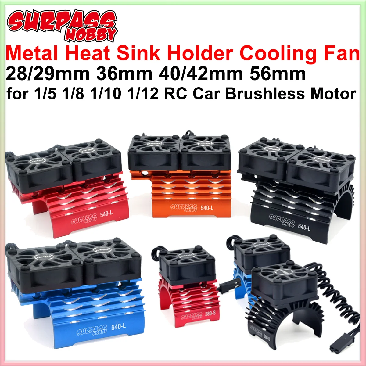 Surpass Hobby 28/29mm 36mm 40/42mm 56mm Motor Lüfter Metall Kühlkörper Halter für 1/5 1/8 1/10 1/12 RC Auto Bürstenlosen Motor