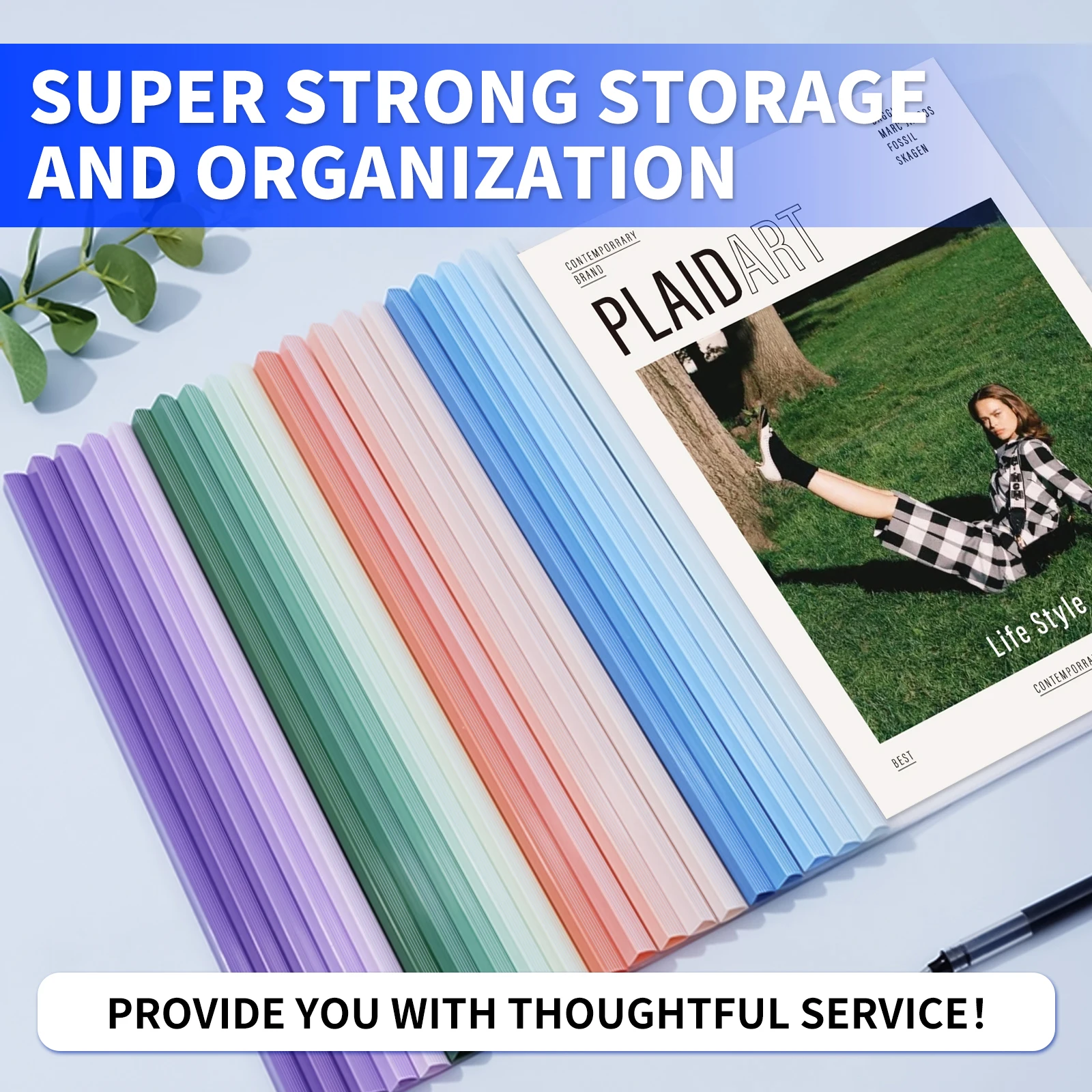 HUAJIE 10er-Pack transparente A4-Berichtshüllen mit Schiebestangen, Aktenordner mit 70 Blatt Kapazität für Schule, Büro, Lebenslauf und Dokumente Image