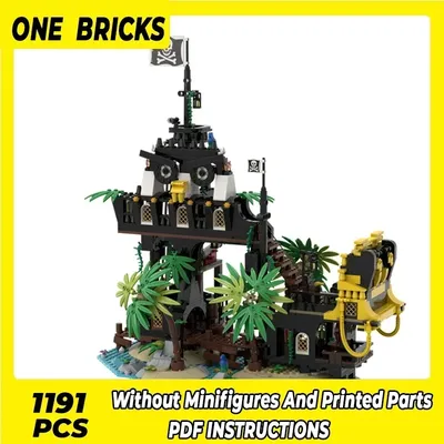 Moc Bausteine Insel Modell Barracuda Bay Piraten Technische Ziegel DIY Montage Bau Spielzeug Für Kinder Urlaub Geschenke Image