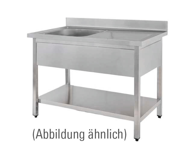Spültisch mit 100 mm Aufkantung mit Ablageboden 1 Becken links Image