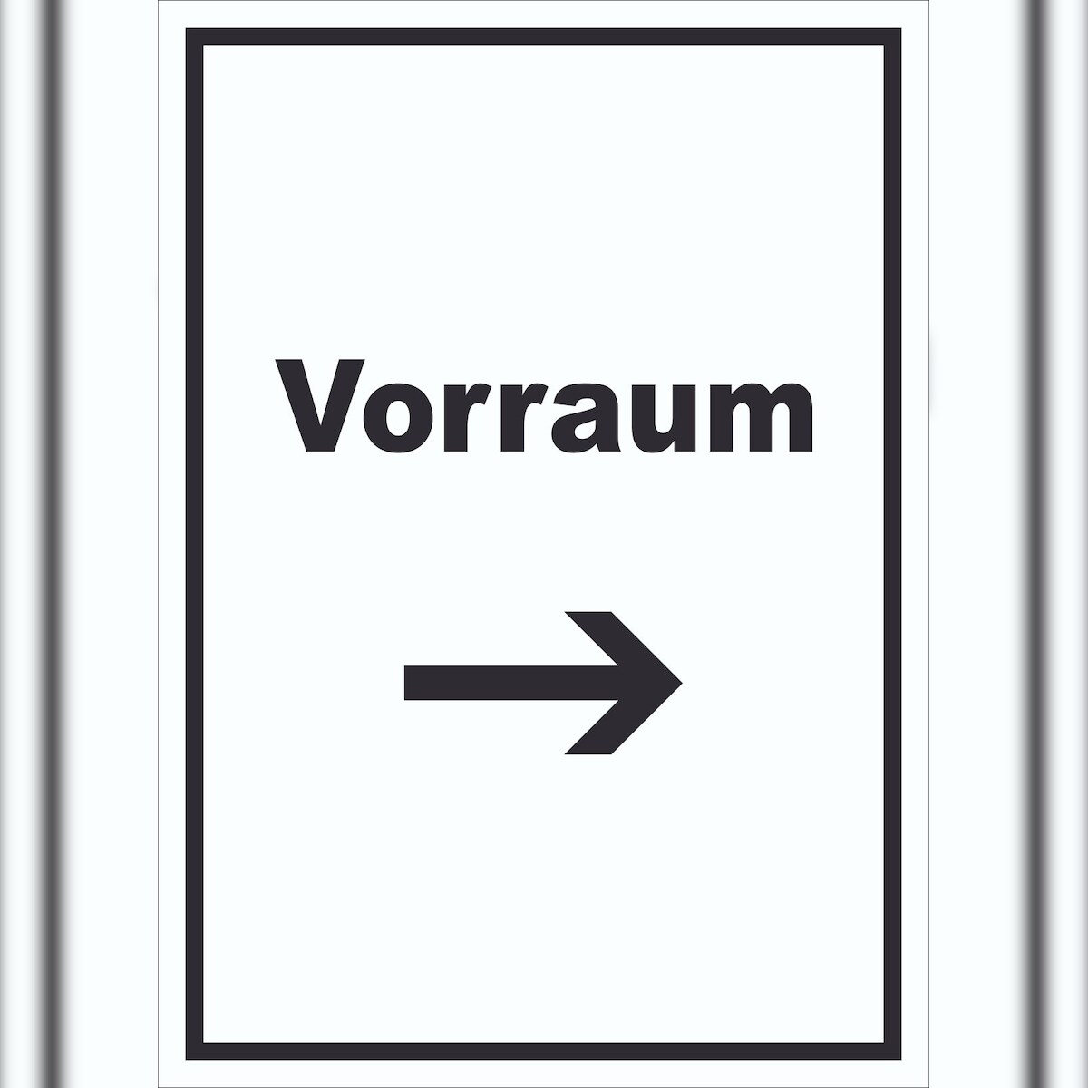 HB-Druck Vorraum Schild mit Text und Richtungspfeil rechts Diele Vorzimmer hochkant A2 Rückseite selbstklebend Image