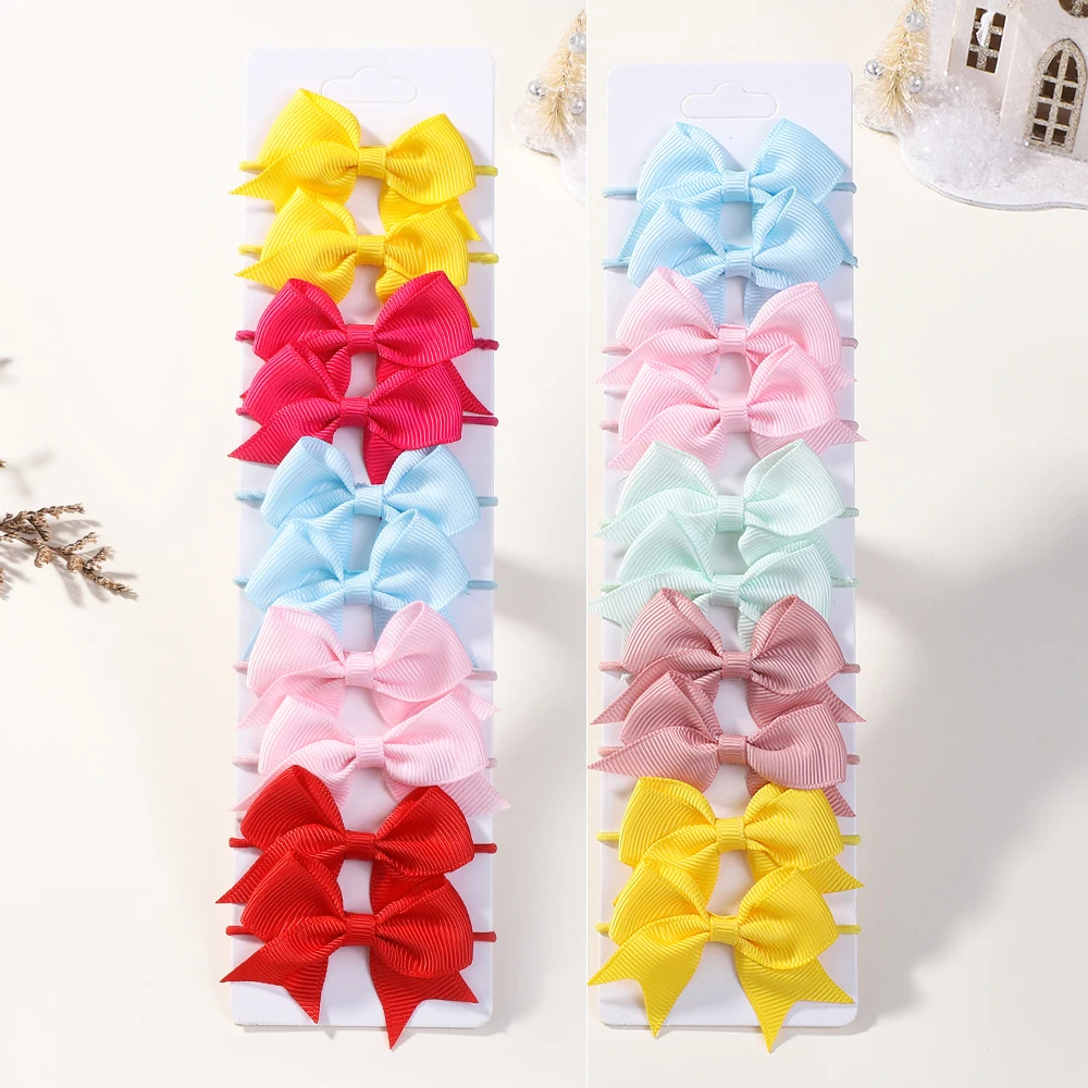 10 Stücke Bögen Elastische Haar Gummiband Haargummis Band Zopf Grosgrain Haarschmuck Mädchen Baby Geschenk Bands für Kinder Image