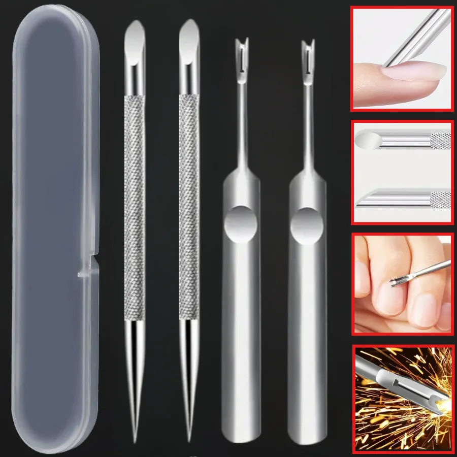 4-teiliges Entfernungsset für Maniküre und Dead Light Beige aus Edelstahl – professionelle Fußpflegewerkzeuge, inklusive Aufbewahrungsbox, perfektes Geschenk Image