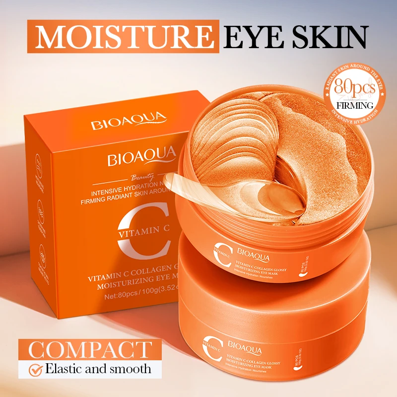80 Stück BIOAQUA Vitamin C Kristall Kollagen Augenmaske Anti Augenringe Aufhellung Anti-Falten Feuchtigkeitsspendende Anti-Aging Augenklappen Image