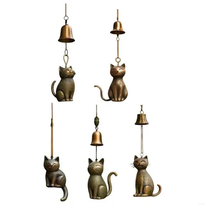 Rustproof Kätzchen Wind Chimes Outdoor Garden Ornament Retro Bronze Finish Haltbarkeit Hanging Dekoration für Kätzchen A0KF