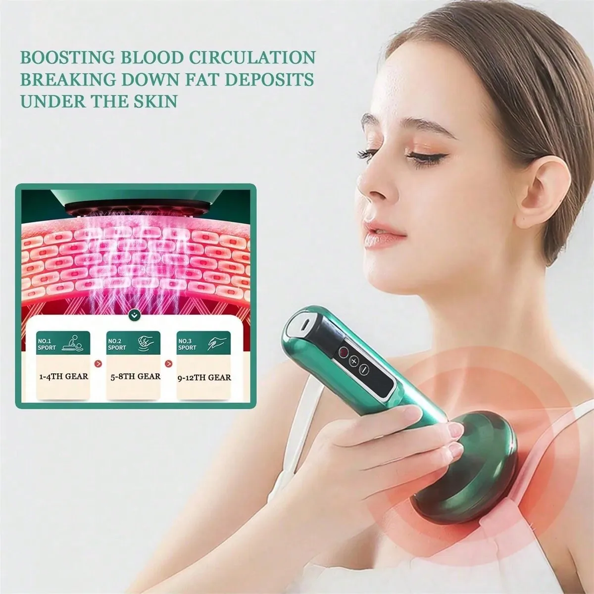 Elektrisches Saugnapf-Massagegerät, beheiztes und wiederaufladbares Rückenmassagegerät, Saugnapf-Massagegerät mit 6 Geschwindigkeiten einstellbarer Saugnapf Image