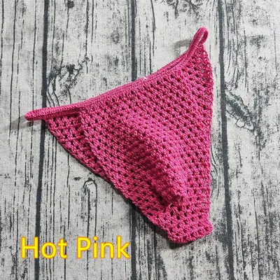 1pc Einfarbig Männer Atmungsaktive Low Rise Unterwäsche Hand Häkeln Briefs G-strings Sonnenbaden Bademode Mann Schwimmen Shorts