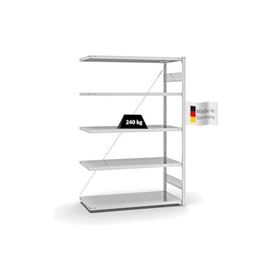 PROREGAL Fachbodenregal Stecksystem | Anbauregal | HxBxT 200x130x60cm | 5 Ebenen | Fachlast 240 kg | Einseitig nutzbar | Lichtgrau Image
