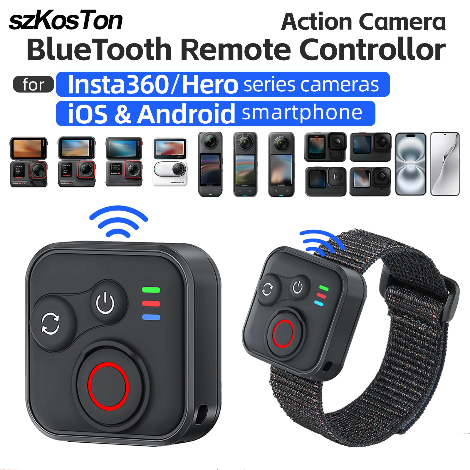 Sportkameras Bluetooth-Fernbedienung für Insta 360 X2 X3 X4 X5 GO 3S Ace Pro 2 Go Pro Hero 8 9 10 11 12 13 Zubehör Image