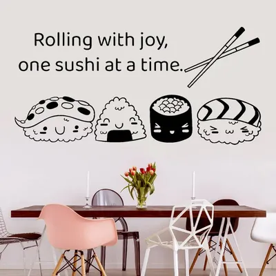 Großer Maskottchen-Aufkleber mit Sushi-Motiv für gewerbliche Zwecke. Verbessern Sie Ihre Sushi-Bar. Premium-Vinyl-Wandaufkleber-Dekor für Geschäftsfenster Z631 Image