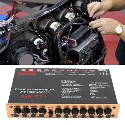 Car Stereo Equalizer Variable Gain Adjustment Front Rear Subwoofer Output 7 Band Car Graphic Equalizer for RV Boat Motorcycles