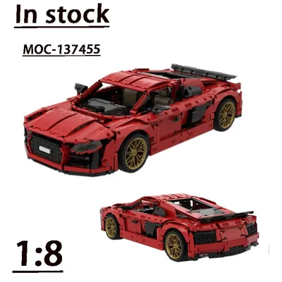 Vergriffenes MOC- 137455 R8 Supercar Montage Spleißen Bausteine 1:8 Modell 3000+ Teile Bausteine Kinder Geschenk Image