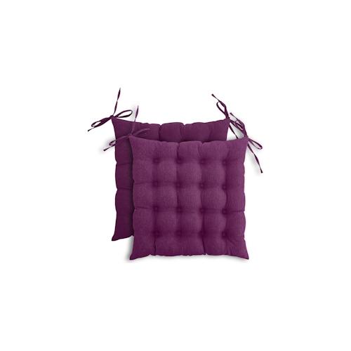 wometo 2er Set Sitzkissen Stuhlkissen 40x40 OEKO-TEX - beere violett Sitzauflage Bank Polster Sitzpolster mit Bändern / Schleife, Indoor / Outdoor