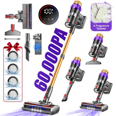 Daccormax 60 kPa kabelloser Stabstaubsauger, Stabstaubsauger mit intelligentem Touchscreen, 3-Gang-einstellbar, leistungsstarke Reinigung für zu Hause Image