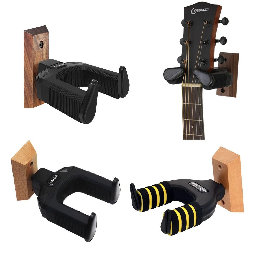 Gitarre Self-lock Aufhänger Ständer Wand Halterung Haken für Akustische Elektrische Gitarre Mandoline Banjo Ukulele Bass Schraube Zubehör Image