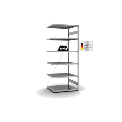 PROREGAL Fachbodenregal Stecksystem | Anbauregal | HxBxT 250x100x80cm | 6 Ebenen | Fachlast 130 kg | Einseitig nutzbar | Verzinkt Image