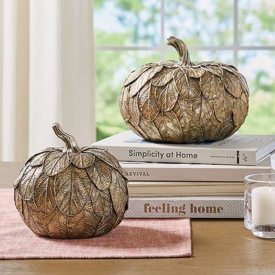 Leaf Layered Pumpkin, Set Of Two - Grandin Road
