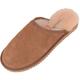 SNUGRUGS Genuine Unisex Mule Extra Thick Sheepskin Slip on Slippers with Hard Man Made Sole. Chestnut Brown. Size 7