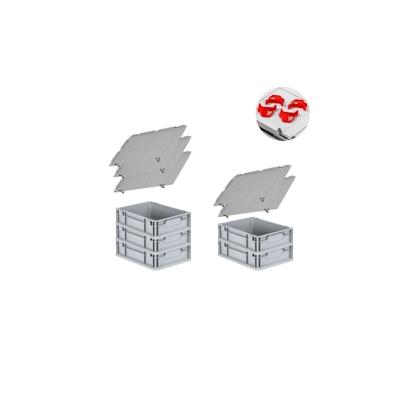 PROREGAL SparSet 5x Eurobox NextGen Economy mit Auflagedeckel & 4x Verschlüsse Rot, Griffe zu, HxBxT 12x30x40cm, 11L, Eurobehälter Image
