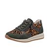 Keilsneaker REMONTE, Damen, Gr. 38, braun (khaki, leo), Leder, Lederimitat, animal-print, sportlich, Schuhe, Schnürschuh, Halbschuh, Casual-Sneaker mit Innenreißverschluss