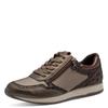 Plateausneaker TAMARIS, Damen, Gr. 37, grau (taupe kombiniert), Lederimitat, Textil, unifarben mit Farbeinsätzen, sportlich, Schuhe, Freizeitschuh, Halbschuh, Schnürschuh mit dezenten Metallic-Details