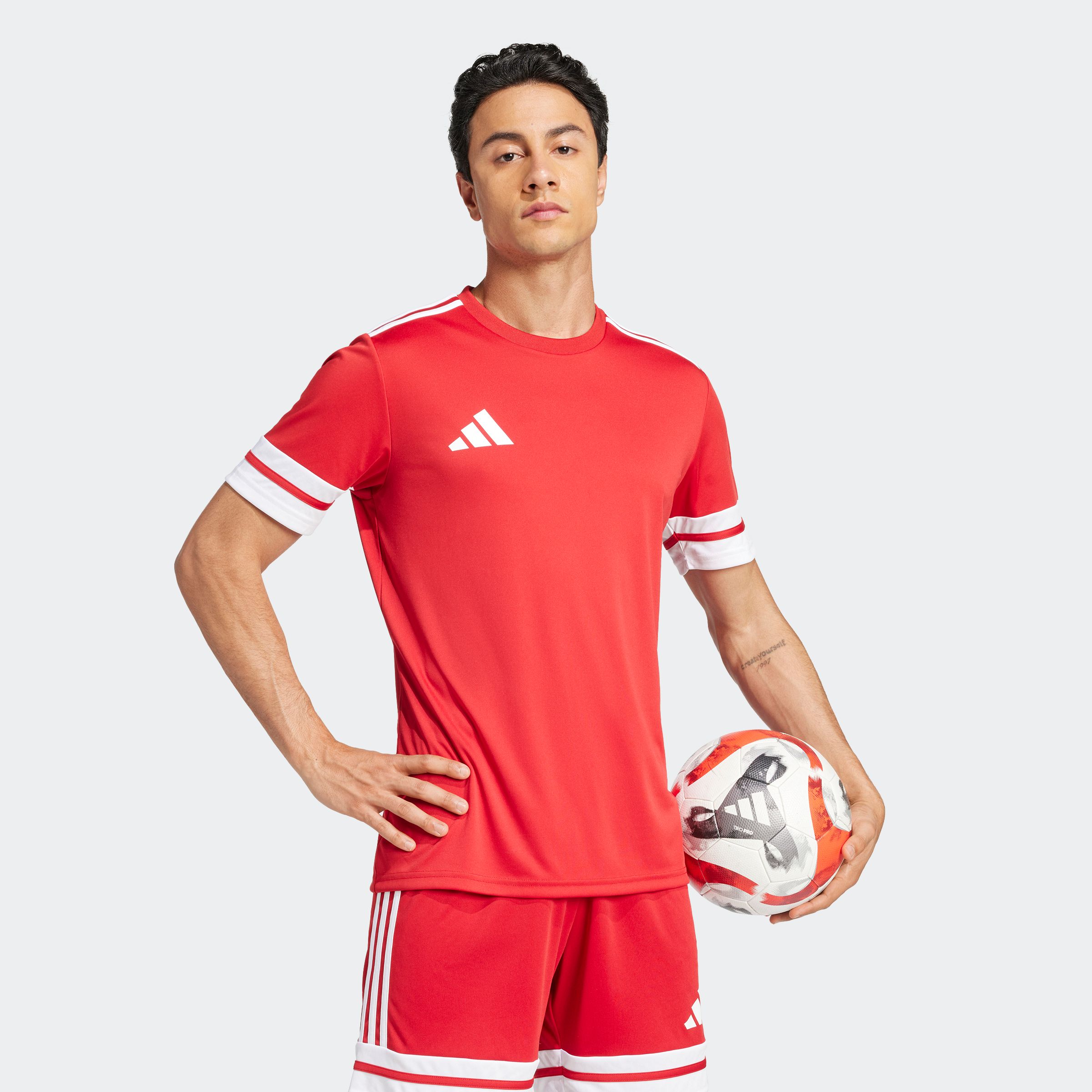 Fußballtrikot ADIDAS PERFORMANCE "SQUA25 JSY M", Herren, Gr. XXL, rot (team power rot 2, weiß), Obermaterial: 100% Polyester, Rundhals, Trikots Fußballtrikot