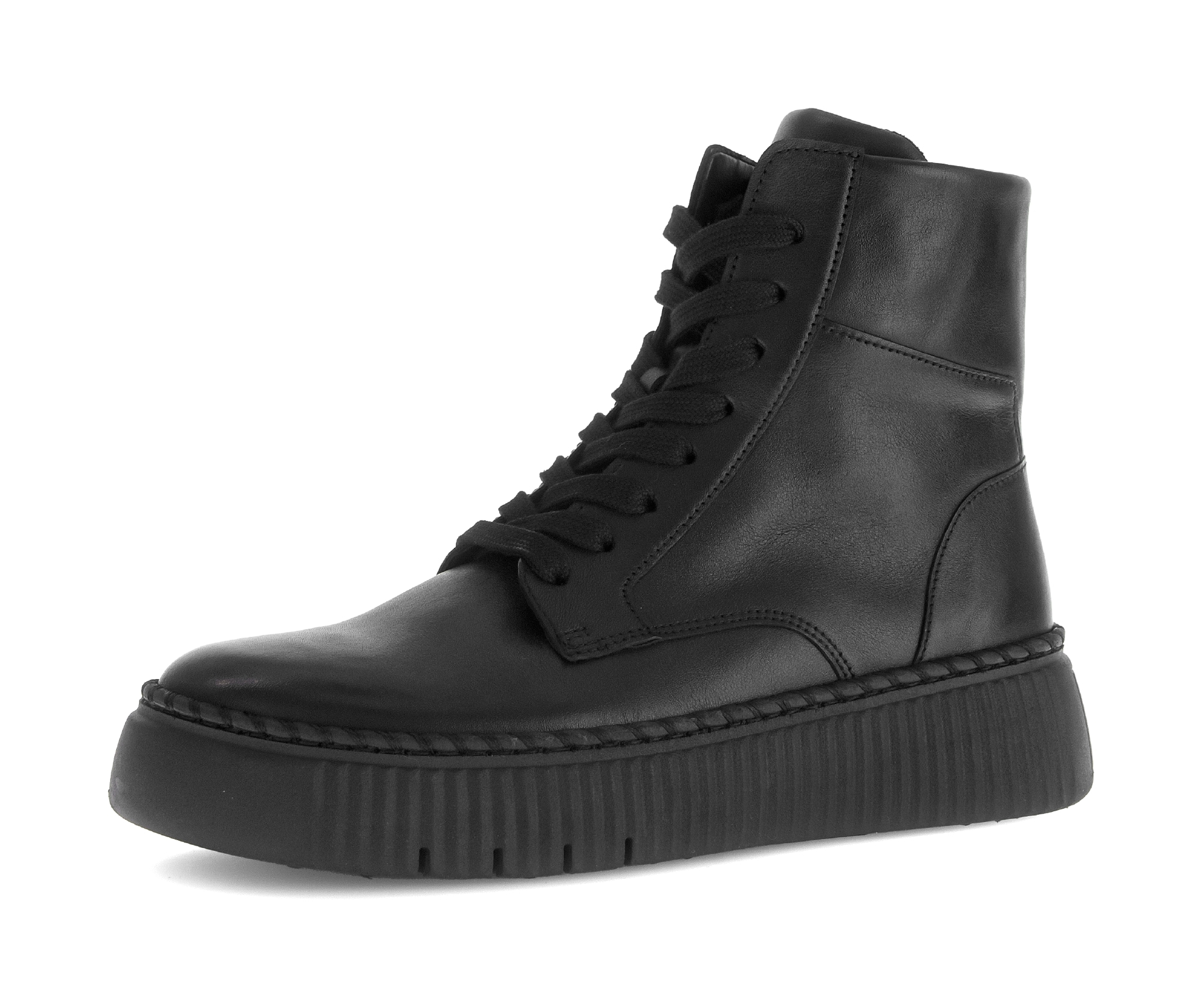 Schnürboots GABOR, Damen, Gr. 40, schwarz, Kalbsleder, unifarben, Schuhe Schnürboots, Plateau, Schnürstiefelette mit Best Fitting-Ausstattung