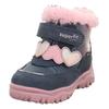 Winterboots SUPERFIT "HUSKY WMS: Mittel", Kinder, Gr. 27, blau (blau, rosa), Veloursleder, Polyester, casual, Schuhe, Klettstiefel mit wasserdichtem GORE TEX, Größenschablone zum Download