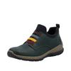Slip-On Sneaker RIEKER, Damen, Gr. 39, schwarz (dunkelgrün, schwarz), Lederimitat, Textil, kontrastfarbene Details, sportlich, Schuhe, Slipper, Schlupfschuh, Freizeitschuh, Halbschuh mit Anziehlasche