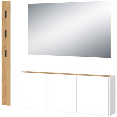Garderoben-Set GERMANIA "GW-Libbiano", weiß (weiß, navarra, eiche, nachbildung), 3tlg. Set, Schrankhöhe 52cm, Spanplatte, Kastenmöbel-Sets, Garderoben-Set bestehend aus Mehrzweckschrank, Spiegel und Paneel Image