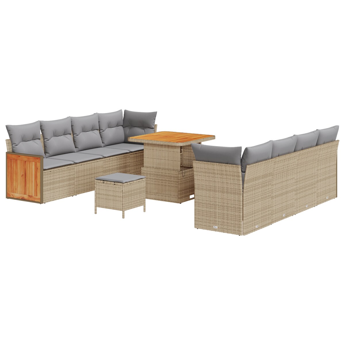 vidaXL 11-teiliges Garten Sofa Set mit Kissen Beige Poly Rattan Akazie Image