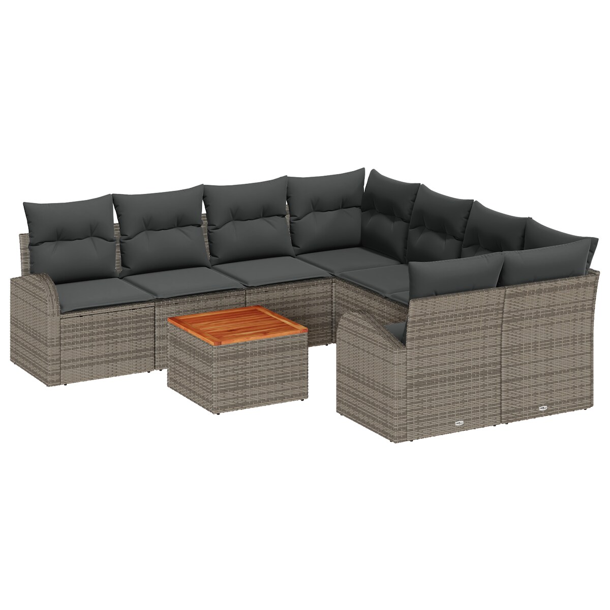 vidaXL 9-teiliges Garten Sofa Set mit Kissen Grau Poly Rattan Akazie Image