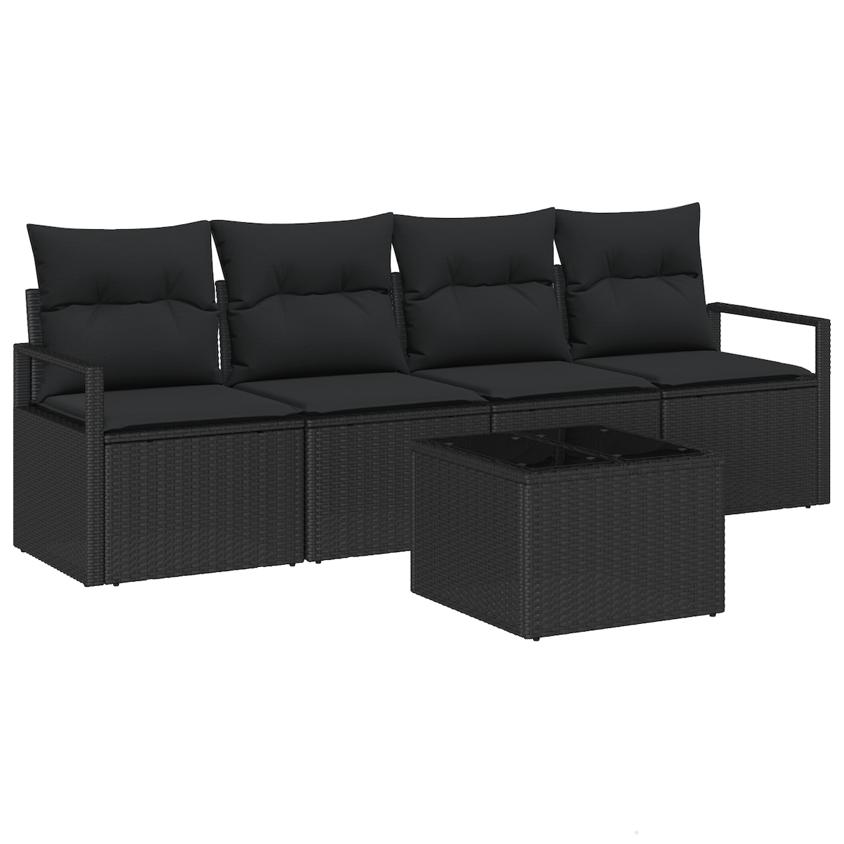 vidaXL 5-teiliges Garten Sofa Set mit Kissen Schwarz Poly Rattan Image