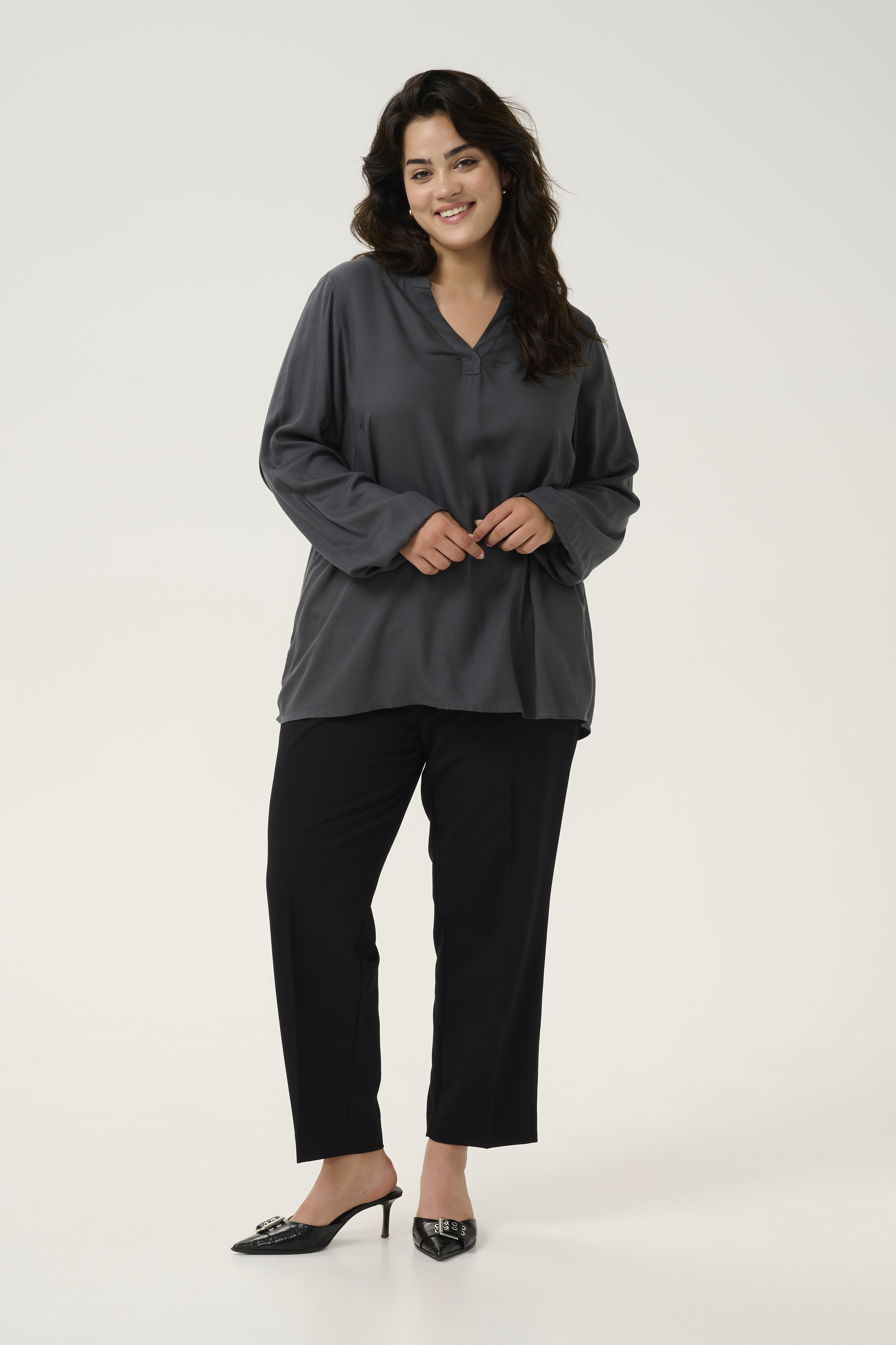 Langarm-Bluse Regular fit Black Oyster Image