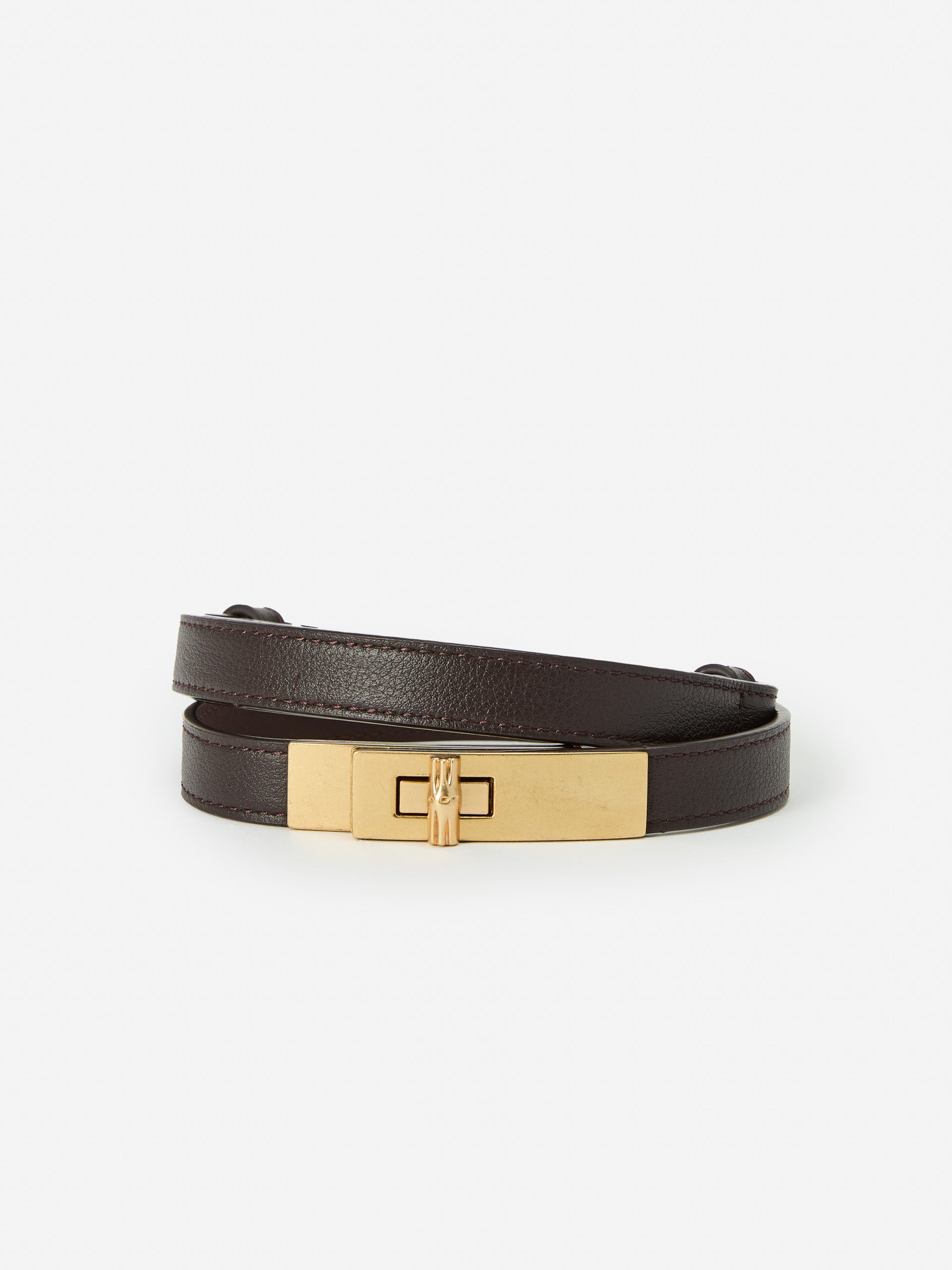 J.McLaughlin Women's Liv Leather Belt Dark Brown, Size Medium/Large
