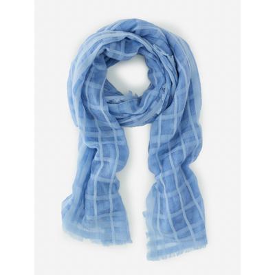 J.McLaughlin Women's Farida Scarf in Plaid Light Denim | Denim/Wool