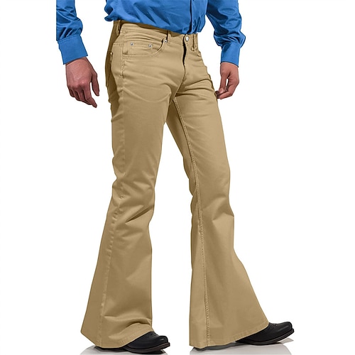 Herren Anzughose Disco-Hosen Schlaghosen Hose Tasche Knöpfe Einfach Komfort Formell Party Arbeit Mode Lässig Schwarz Weiß Mikroelastisch Image