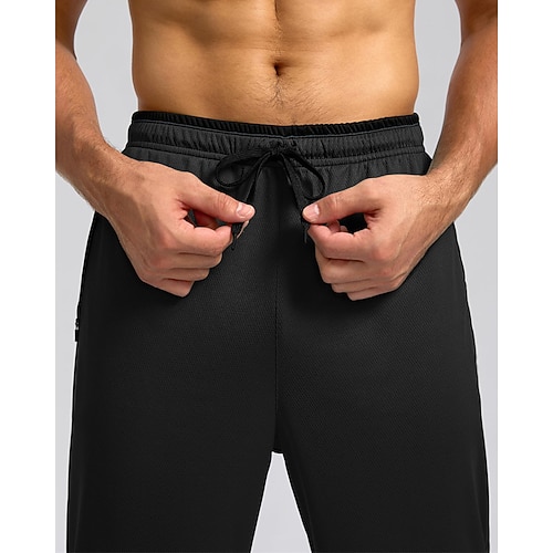 Herren Jogginghose Hose Gerade geschnittene Sweatpants Tasche Elastischer Bund Kordelzug Farbblock Komfort Sport im Freien Täglich Mode Lässig Schwarz 1 # Schwarz Mikroelastisch Image