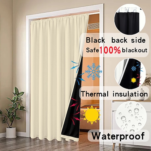 Vorhänge, einfarbig, Verdunkelungsvorhang, moderne, minimalistische, wärmeisolierte Vorhänge für Wohnzimmer, Schlafzimmer, Balkon, Türöffnung, Umkleidekabine, fertige Fensterbehandlung Image