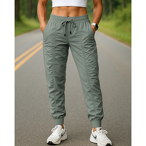 Damen Jogginghose Trainingshosen Kordelzug Tasche Hohe Taille Unterteile Fitnessstudio Athleisure Trainieren Sommer Frühling Schnelltrocknend Feuchtigkeitsableitend Atmungsaktiv Fitnesstraining Image