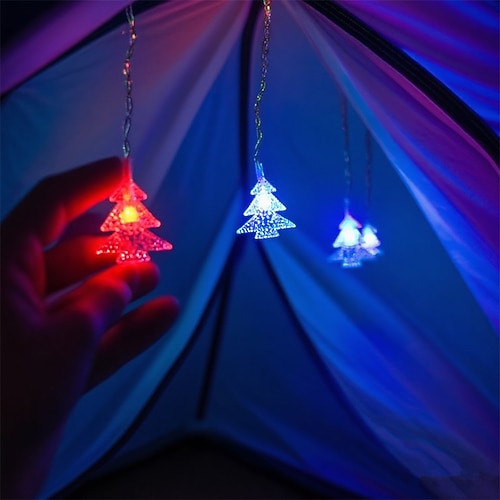 1 Stück Weihnachtslicht LED Schmetterling/Eiskegel/Pentagramm/Weihnachtsbaum/Schneeflockenvorhang Eiszapfen Lichterkette Girlande Outdoor für Zuhause Silvester Party Dekoration Image