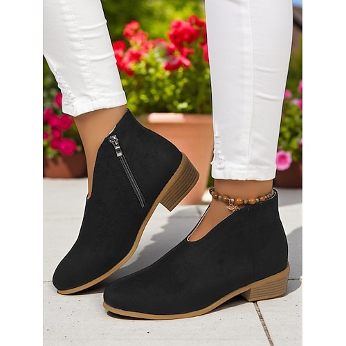 Rote Damenstiefeletten aus Wildlederimitat mit seitlichem Reißverschluss – lässiger und eleganter Stil für Gartenpartys, Spaziergänge im Park und den Alltag Image