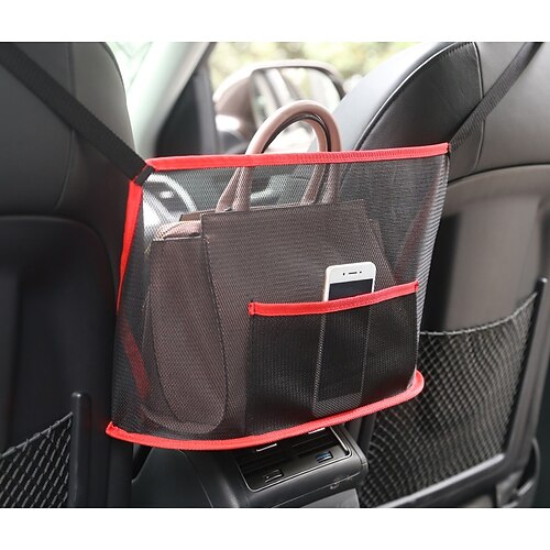Auto-Netztasche, Handtaschenhalter, Autositz-Aufbewahrungs-Organizer, Netztasche, faltbare Tasche für den Rücksitz, Armlehnenkonsole, hängende Aufbewahrung für das Nötigste Image
